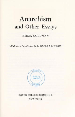 Emma Goldman: Anarchism and other essays (Paperback, 1969, Dover)